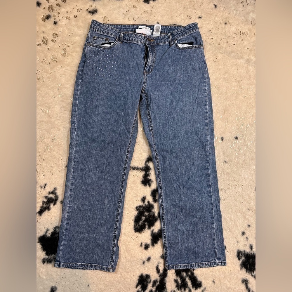 Liz Claiborne Vintage Medium Wash Stretch Denim Capris Size 12